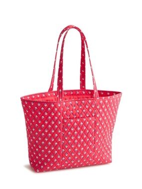 Vera Bradley Quilted Red Tote with Mini Floral Print